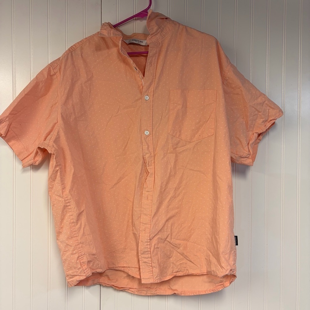 Kenneth Cole Men's Peach Short Sleeve Shirt XXL